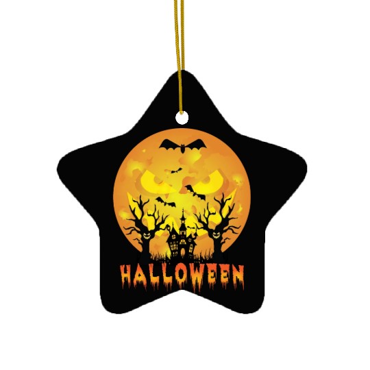 Halloween Scary Moon Face Ceramic Ornaments