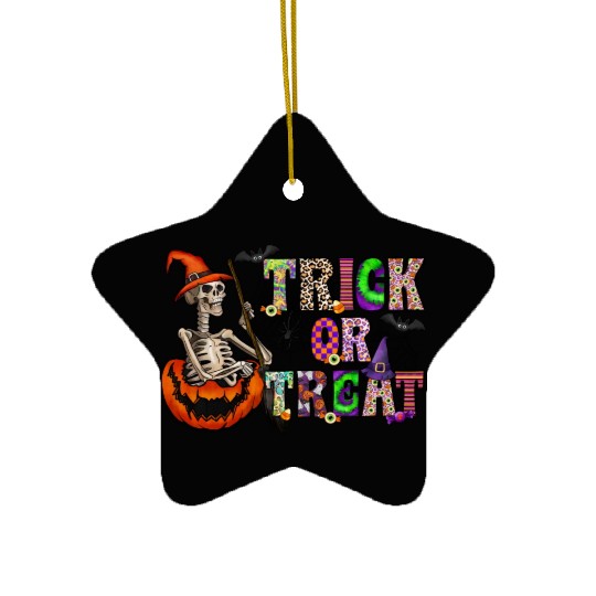 Trick or Treat Skeleton Ceramic Ornaments
