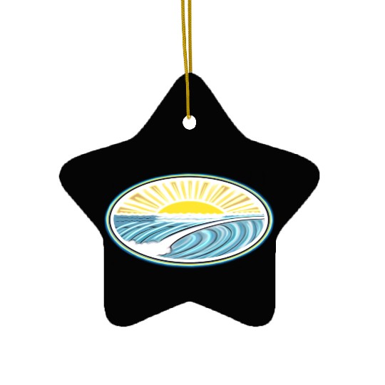 Surf Sunrise Oval Ceramic Ornaments