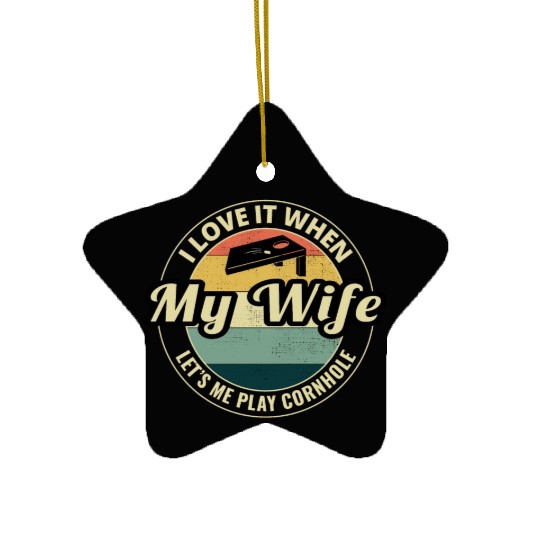 Cornhole Bean Bag Toss Lawn Game Husband Wife Ceramic Ornaments