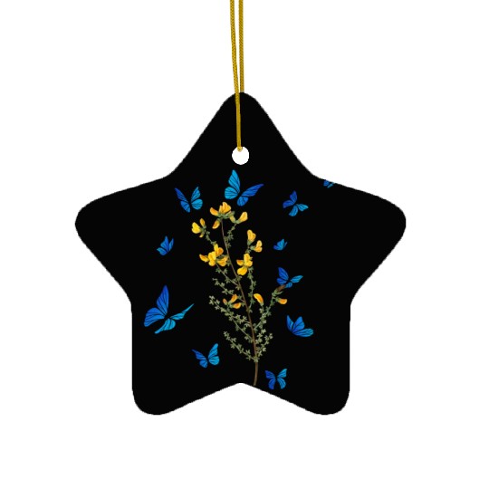 Blue Butterfly Wildflower Women Garden Flowers Ceramic Ornaments