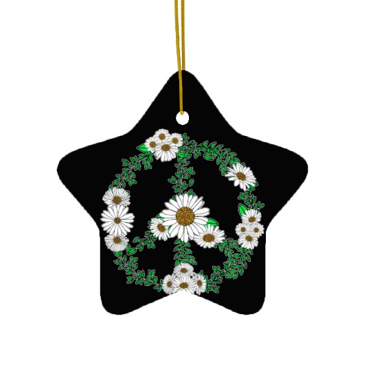 Daisy Peace Sign Wildflower Gardener Hippie Ceramic Ornaments