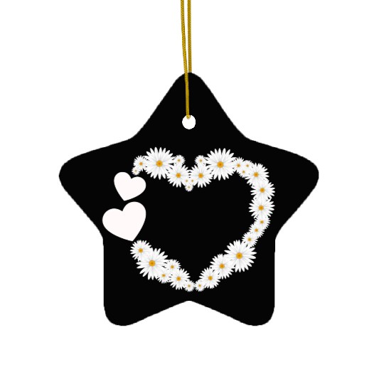 Daisy Flower Heart Women Gardener Wildflower Ceramic Ornaments