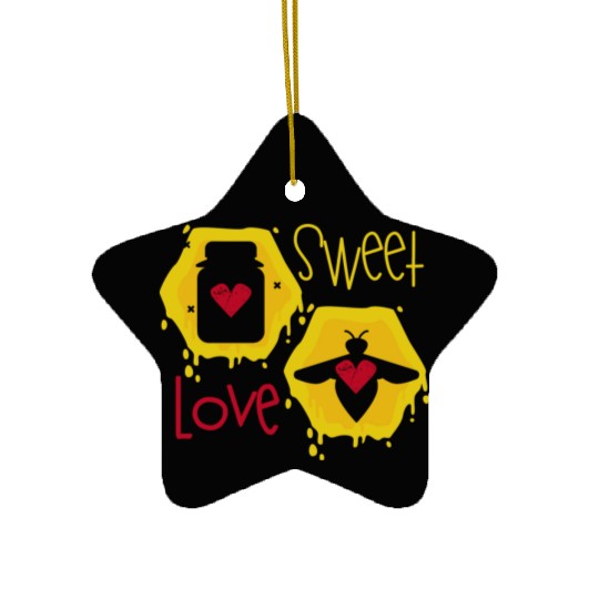 Sweet love yellow honey bee Ceramic Ornaments