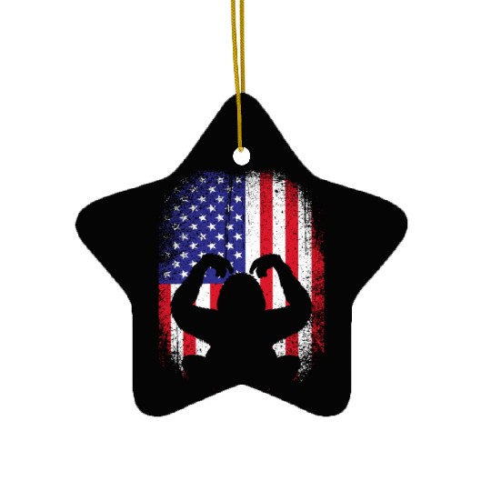 4th Of July American Flag Patriotic Orangutan Ceramic Ornaments