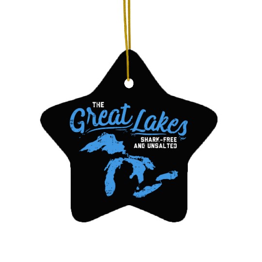 Great Lakes Shark Free & Unsalted Summer Vacation Ceramic Ornaments