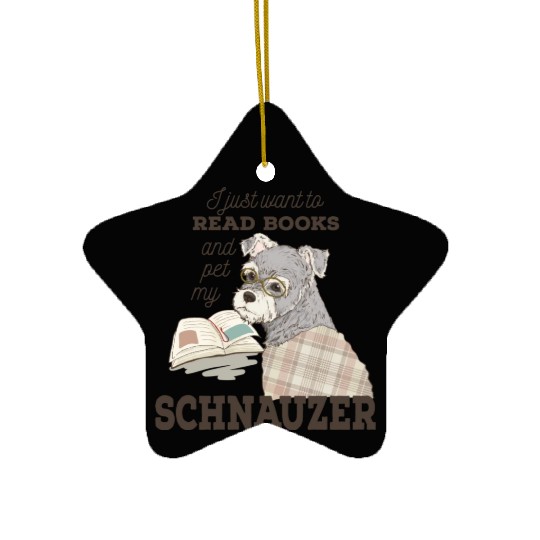 Schnauzer Cartoon Book Lover Gift Ceramic Ornaments