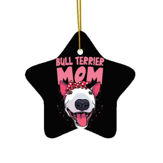 Vintage Bull Terrier Dog Lover Mom Gift Ceramic Ornaments