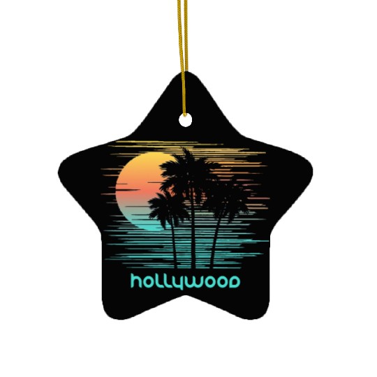 Hollywood California Stylish Souvenir Vacation Ceramic Ornaments