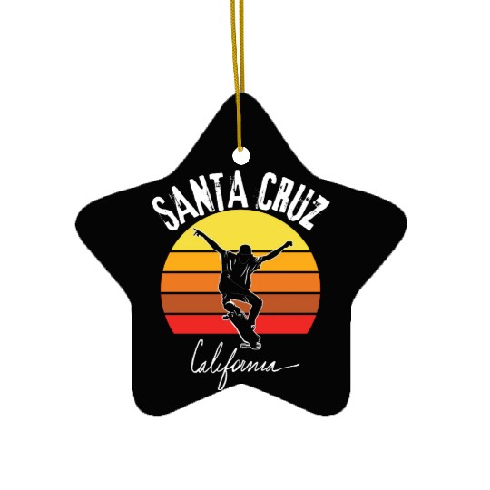 Old School Skater Santa Cruz California Ceramic Ornaments