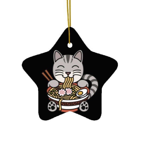 American Shorthair Cat Ramen Noodles Ceramic Ornaments