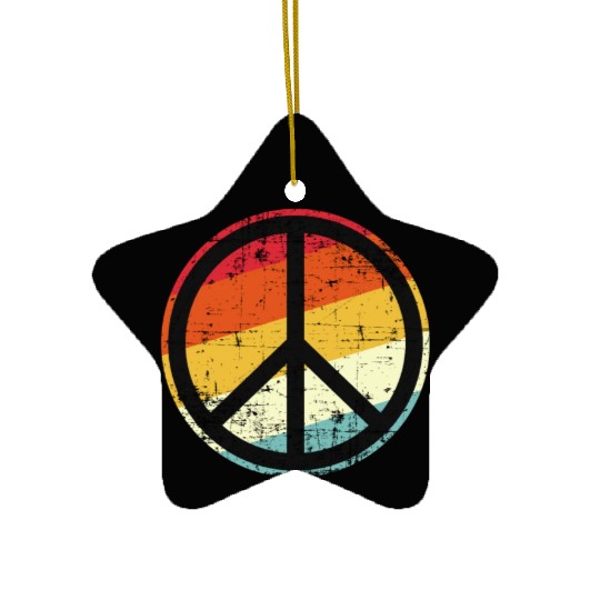 Retro Vintage Peace Sign Tolerance Ceramic Ornaments
