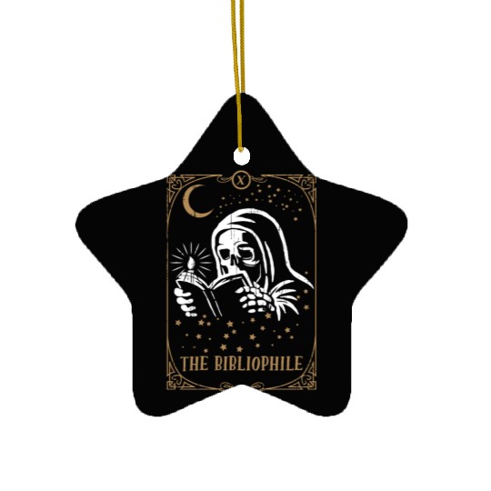 Skeleton Bibliophile Tarot Card Occult Club Gothic Ceramic Ornaments