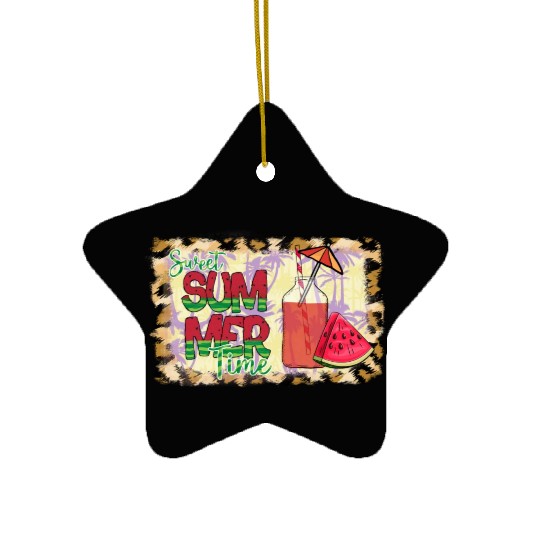 A220425 12 Sweet Summer Time Watermelon Leopard Ceramic Ornaments