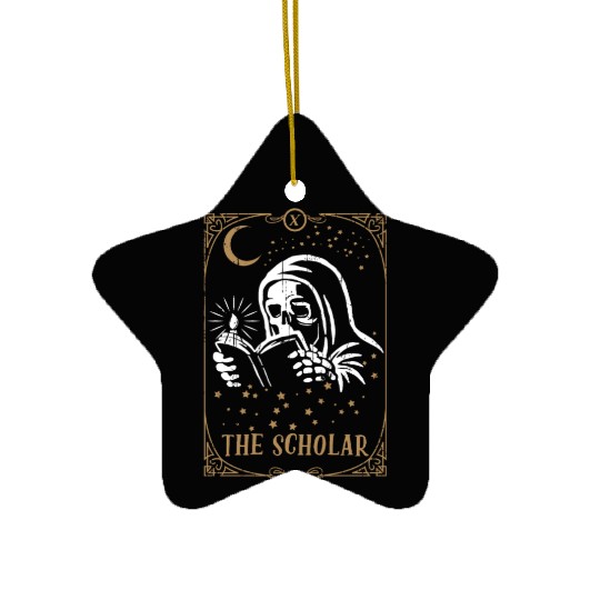 Skeleton Scholar Tarot Card Occult Club Gothic Ceramic Ornaments