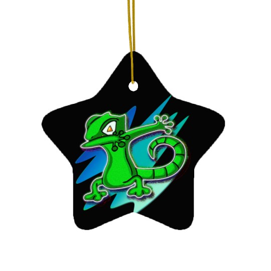 Dabbing Gecko - Jack O Lantern Eyes Ceramic Ornaments