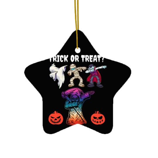 Halloween dabbing Trick or Treat October pumkin 2 Ceramic Ornaments