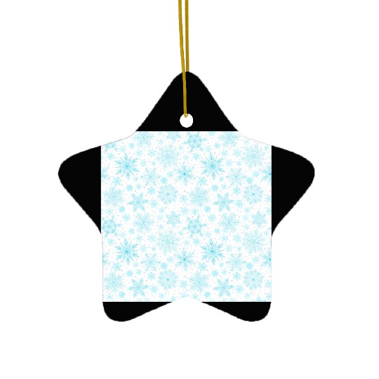 Modern Snowflakes Pattern White Teal Ceramic Ornaments