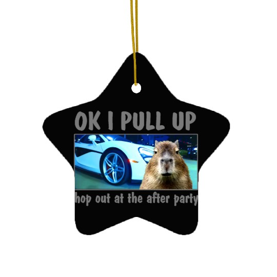 Ok I Pull Up Capybara Meme After Party Rap Song ar Ceramic Ornaments