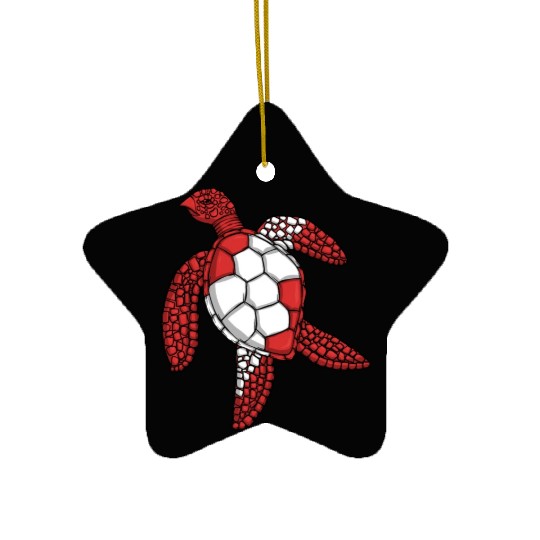 Scuba Diver Red White Flag Turtle Scuba Diving Ceramic Ornaments