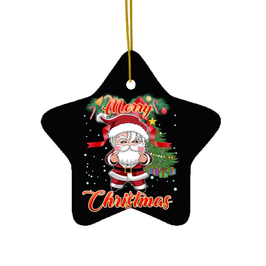Merry Christmas K-Pop Style Santa Claus Ceramic Ornaments