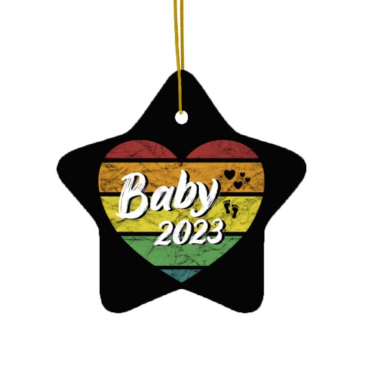 Baby 2023 newborn pregnancy retro Ceramic Ornaments
