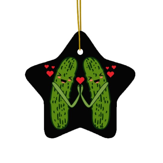 Sweet Couple Pickle Ceramic Ornaments