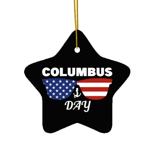 Columbus Day Glasses America Ceramic Ornaments