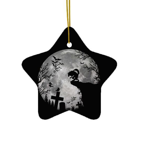 Halloween Werewolf Full Moon Bats and Black trick Ceramic Ornaments