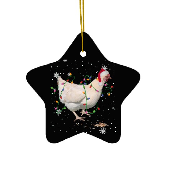 Chicken Christmas Tree Lights Funny Farmer Pajama Ceramic Ornaments