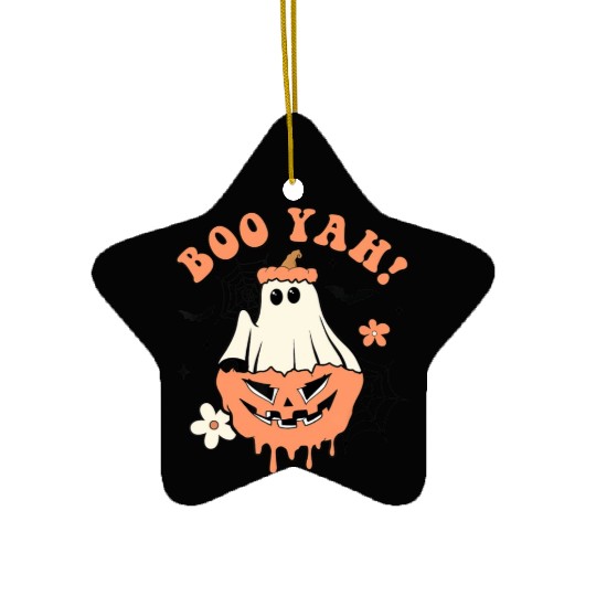 Halloween Trick Or Treat Spooky Season Boo Yah Ceramic Ornaments