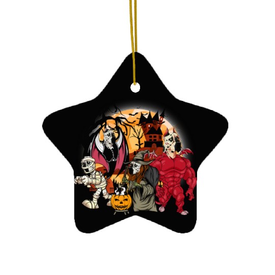 Great Dane Vampire Mummy Evil Witch Halloween Ceramic Ornaments