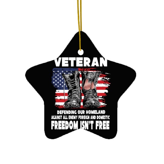 VETERAN PROTECTING AT HOME FREEDOM ISNT FREE Ceramic Ornaments