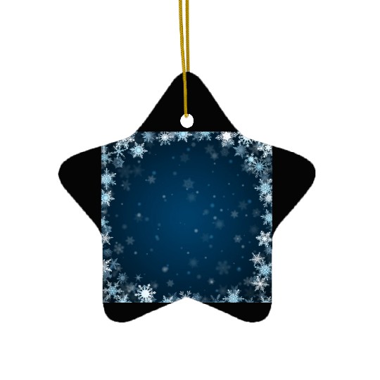 Navy Blue White Snowflakes Pattern Ceramic Ornaments