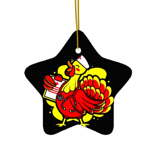Turkey Medical Farmer Doctor Thanksgiving Holiday Ceramic Ornaments