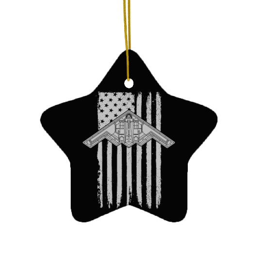 B-2 Stealth Bomber Military Airplane American Flag Ceramic Ornaments