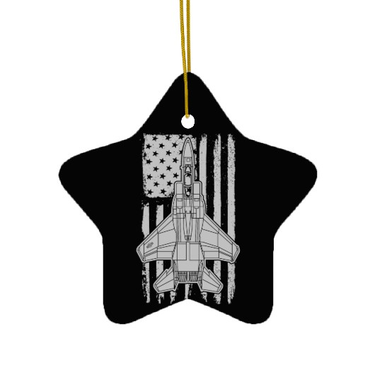 F-15 Eagle Fighter Jet Airplane American Flag F15 Ceramic Ornaments