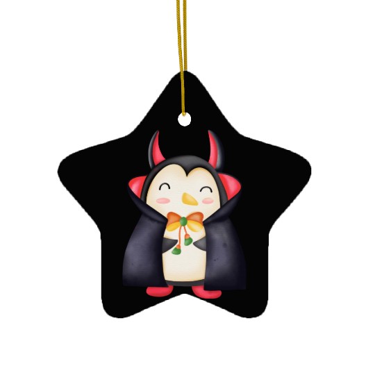 Halloween Penguin in vampire costume Ceramic Ornaments