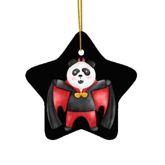 Panda bear in vampire costume Ceramic Ornaments