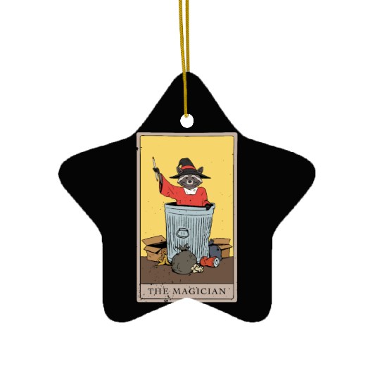 raccoon Magician Tarot Card Ceramic Ornaments