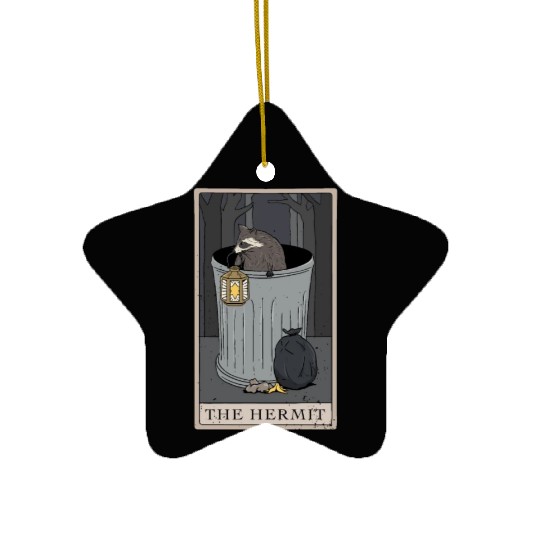 raccoon Hermit Tarot Card Ceramic Ornaments