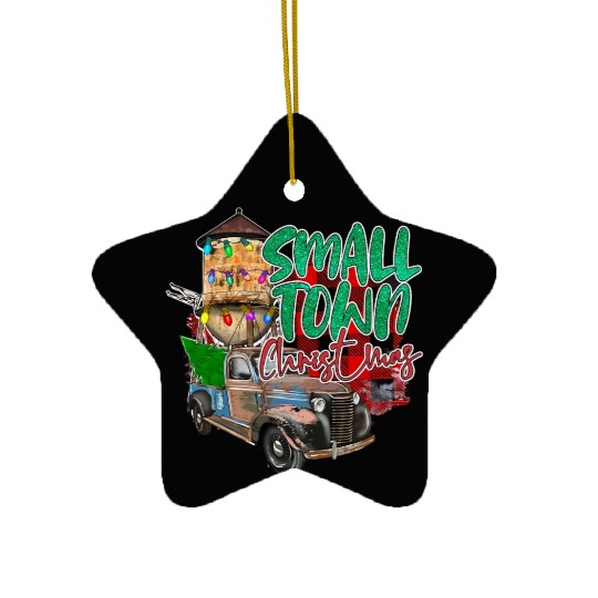 Country Farmer Life Small Town Christmas Red Ceramic Ornaments