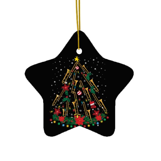 Trombone Christmas Tree Ornaments Funny Music Band Ceramic Ornaments