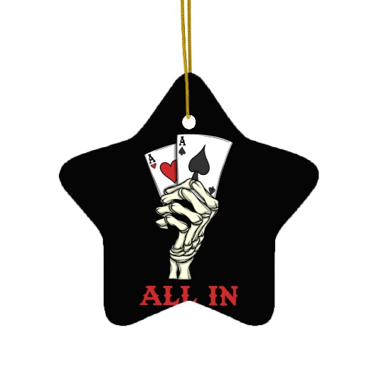 Poker Player Poker Cards Ace Skeleton Hand Poker Ceramic Ornaments
