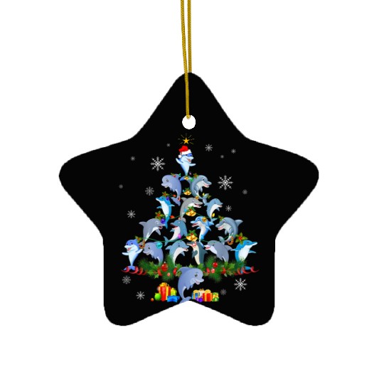 Cute Dolphin Christmas Tree Pet Dolphin Lover Ceramic Ornaments