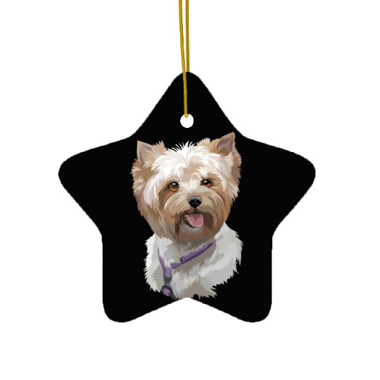 Cute Yorkshire Terrier Puppy Watercolor Painting Ceramic Ornaments