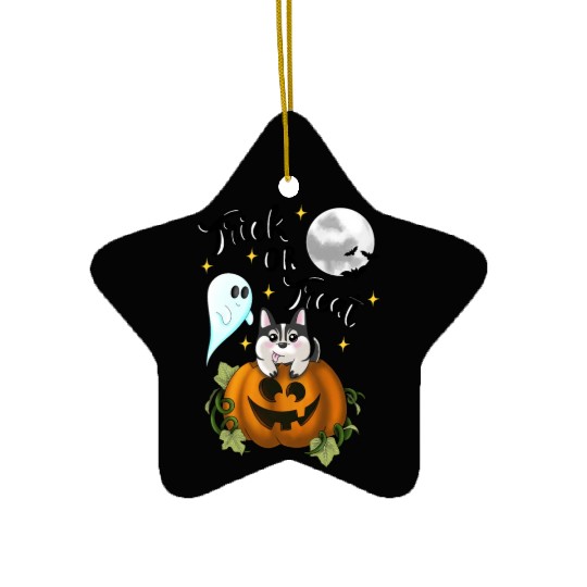 Pumpkin Dog - trick or treat Ceramic Ornaments