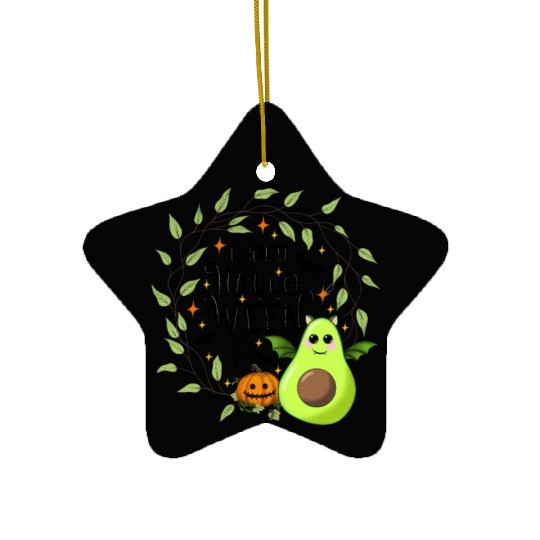 Bat Avocado - Happy Halloween Ceramic Ornaments