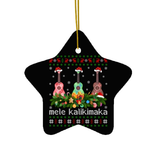 Mele Kalikimaka Ukulele Guitar Gift Ugly Ukulele Ceramic Ornaments