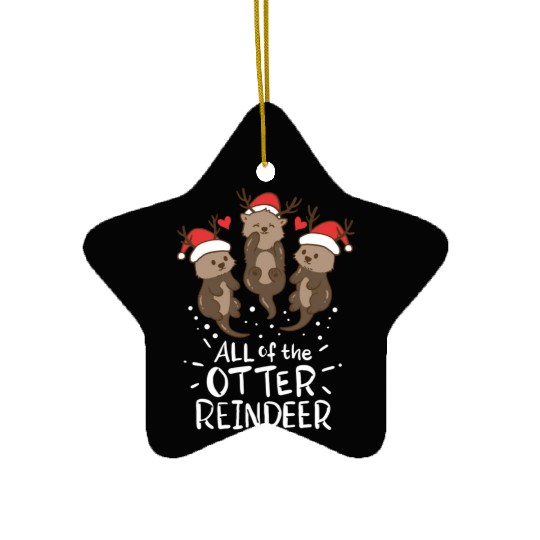 Otter Reindeer Deer Christmas Xmas Gift Present Ceramic Ornaments